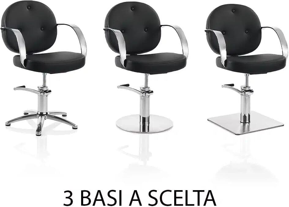 Xanitalia Poltrona Parrucchiere Hair Colette XaniPro in Sky Ecopelle Nera – Base a Stella, Tonda o Quadrata BASE QUADRATA