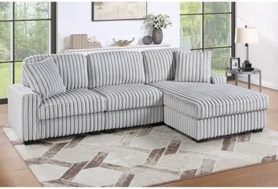 Esofastore Cushion Back 2pc Sectional Sofa Reversible Chaise Mink Gray Finish