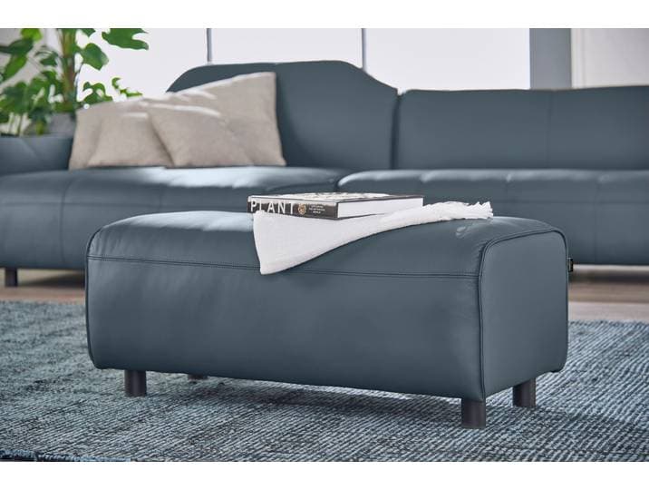 Hockerbank CR.480 , blau (blaugrau 534, 73), B:100cm H:42cm T:51cm, NaturLEDER OSKAR (echtes Rindsleder), CREATION BY ROLF BENZ, Hocker, Hockerbank