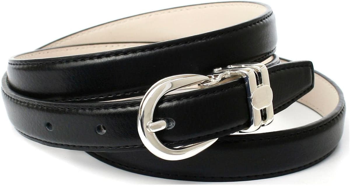 Ledergürtel ANTHONI CROWN, Damen, Gr. 70, schwarz, Leder, unifarben, Gürtel Ledergürtel, in schmaler Form mit doppelter Metallschlaufe schwarz 70