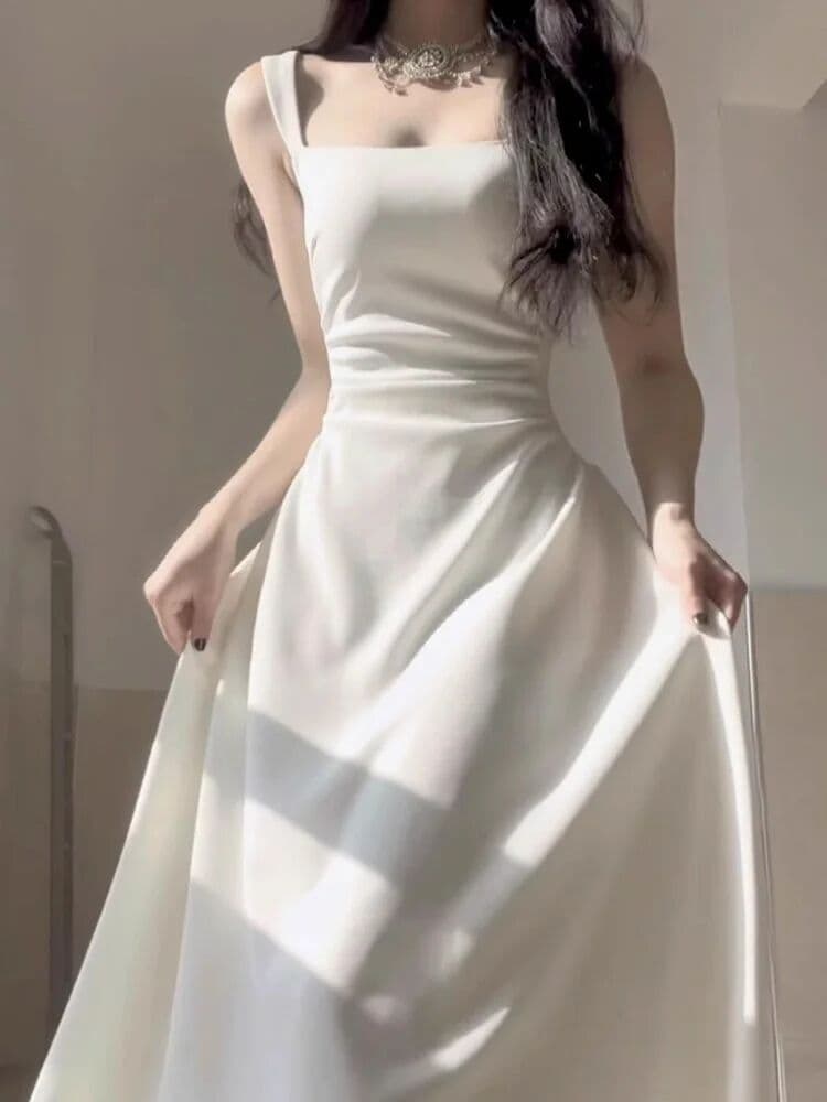 others Elegant White Strapless Dress Women's Slim Fit Long Skirt Spring Autumn  Commute Style No Sleeve Other Material