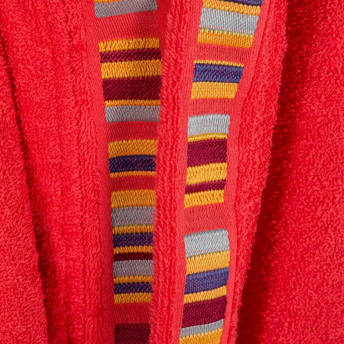 Accappatoio con Cappuccio in Cotone Yupi-junior 8-10 Anni Spugnissima Tinta Unita Rosso Caleffi