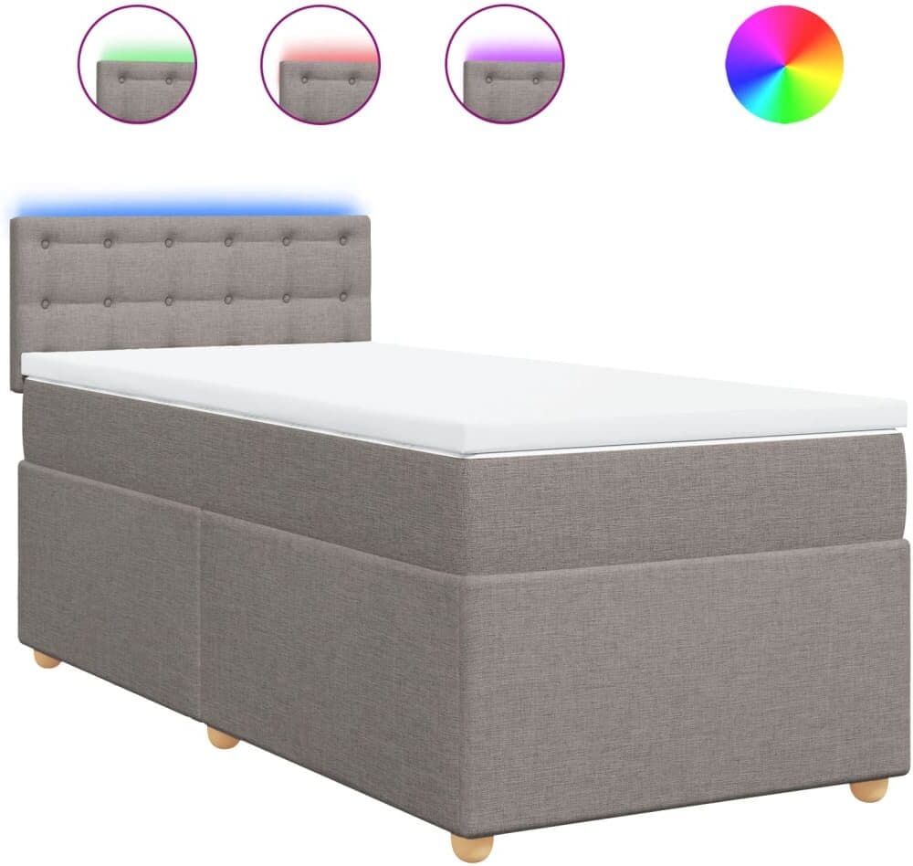 vidaXL Sommier à lattes de lit avec matelas Taupe 90x200 cm Tissu