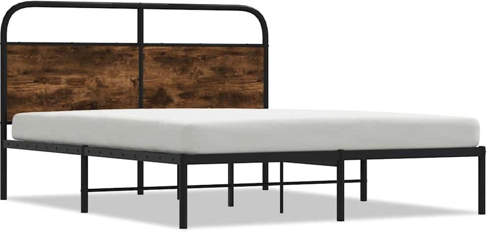 vidaXL Cadre de lit sans matelas 135x190 cm chêne fumé bois ingénierie