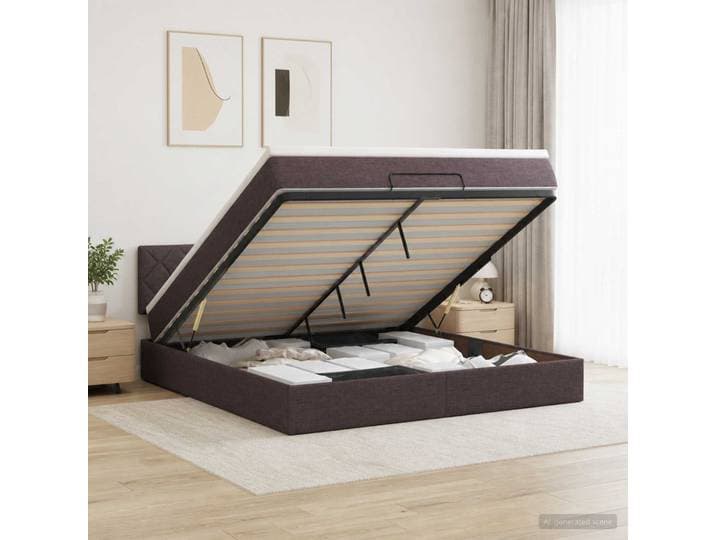 vidaXL Ottoman-Bett mit Matratze und LED Dunkelbraun 140 x 200 cm