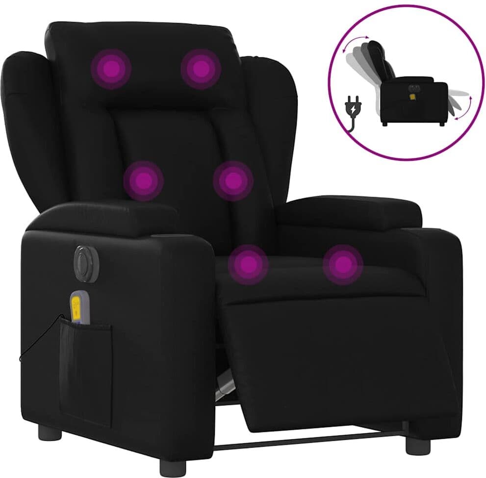 vidaXL Fauteuil de massage inclinable électrique noir similicuir