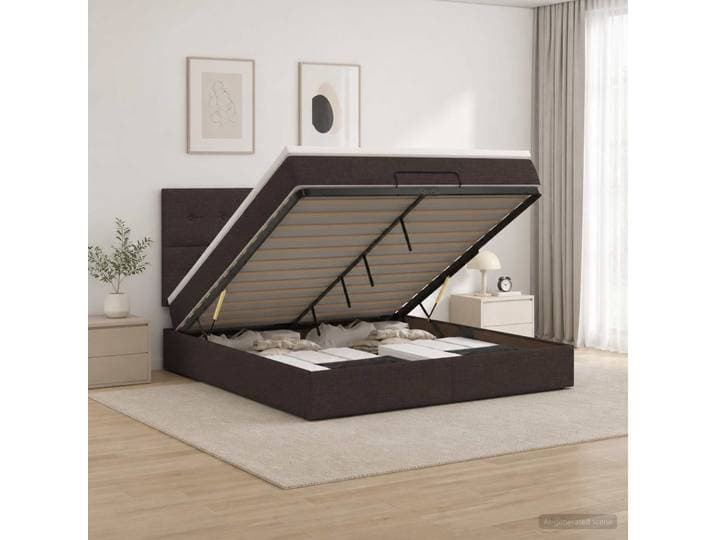 vidaXL Ottoman-Bett mit Matratze und LED Dunkelbraun 140 x 200 cm