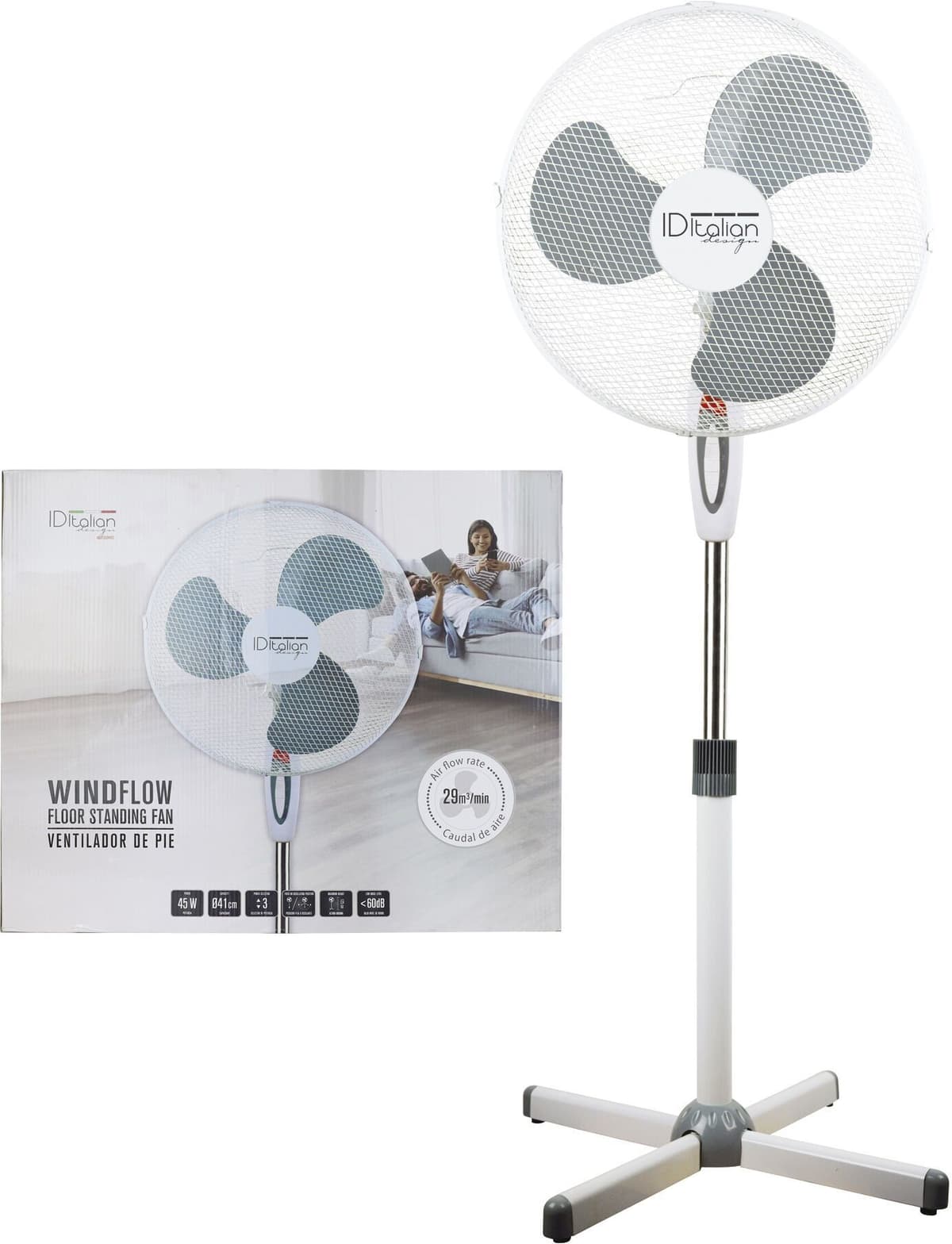 Italian Design Windflow Wentylator stojący   biały - Refurbished