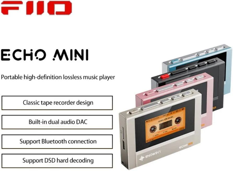YANFU FiiO SnowSky Echo Mini HiFi Bluetooth Wireless Lossless Music Player Retro Design Custom EQ Long Battery Life Dual DAC Player