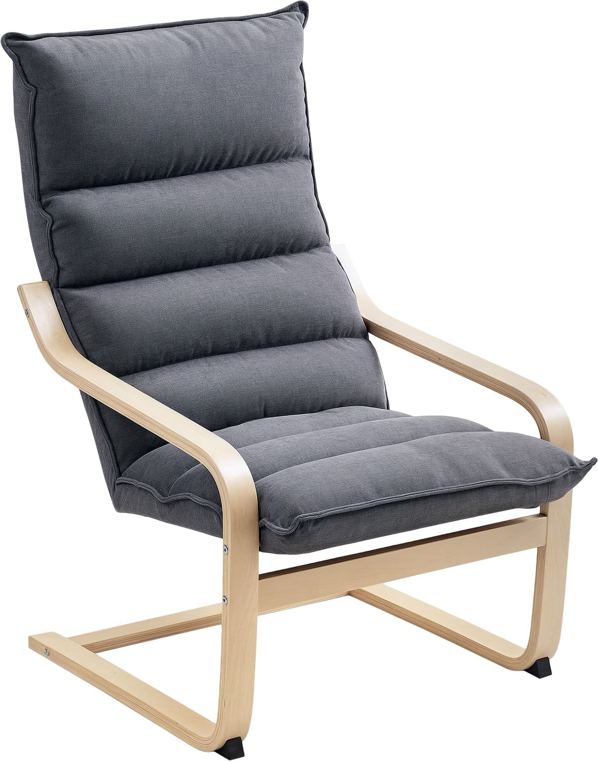 Altro Poltrona A Dondolo Moderna Con Braccioli In Legno E Cuscini Spessi In Velluto, 67x83x105 Cm, Grigio