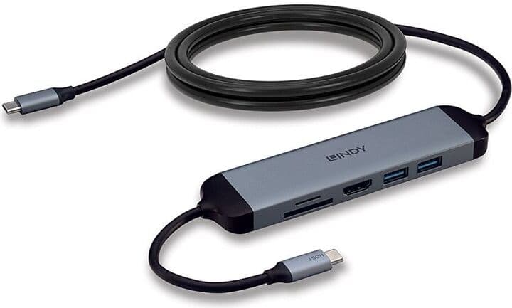 Lindy DST-Micro 140 USB Type-C Laptop Docking Station With 4k Support and 60W Charging Cable Grey/Black 43326