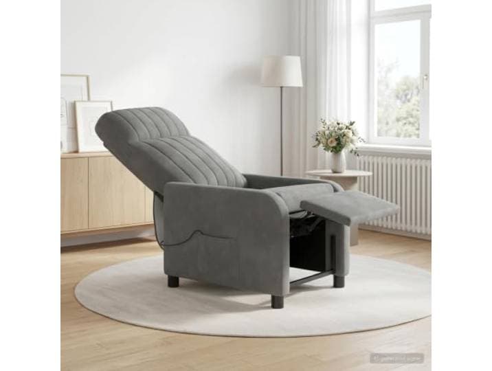 Relaxsessel Dunkelgrau Samt Verstellbar 115°-160° 100% Polyester-Samt,Metall- und Holzwerkstoffgestell,flache Armlehnen,feuchtes Tuch