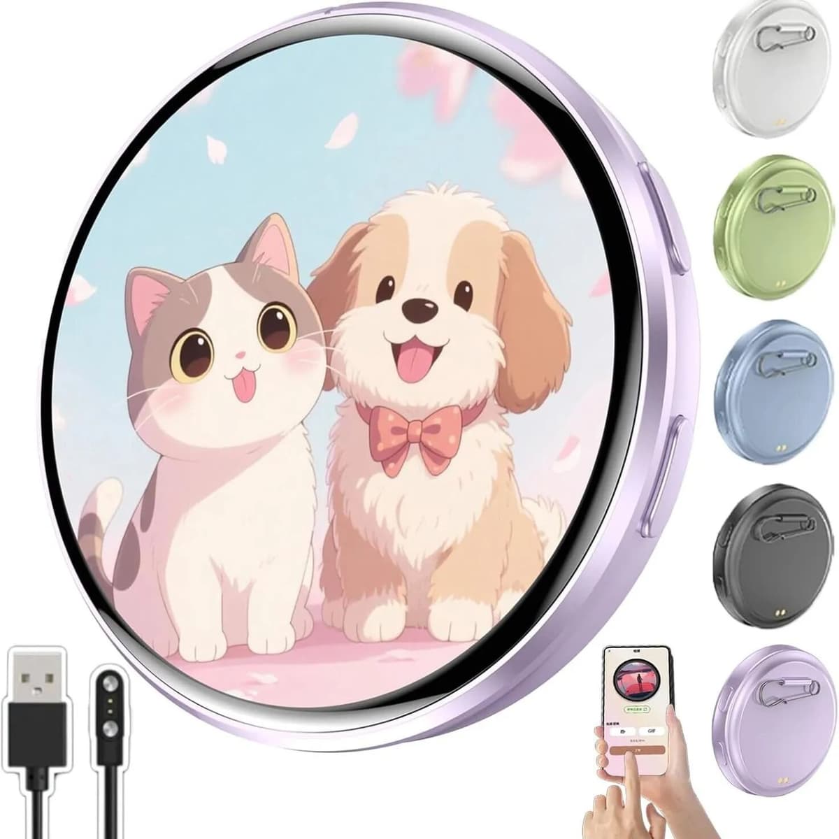 NONE Electronic Badge HD Display Screen 1.70-inch HD Display Bluetooth 6.0 GIF Video Playback Touch Screen LED Audible Video Play