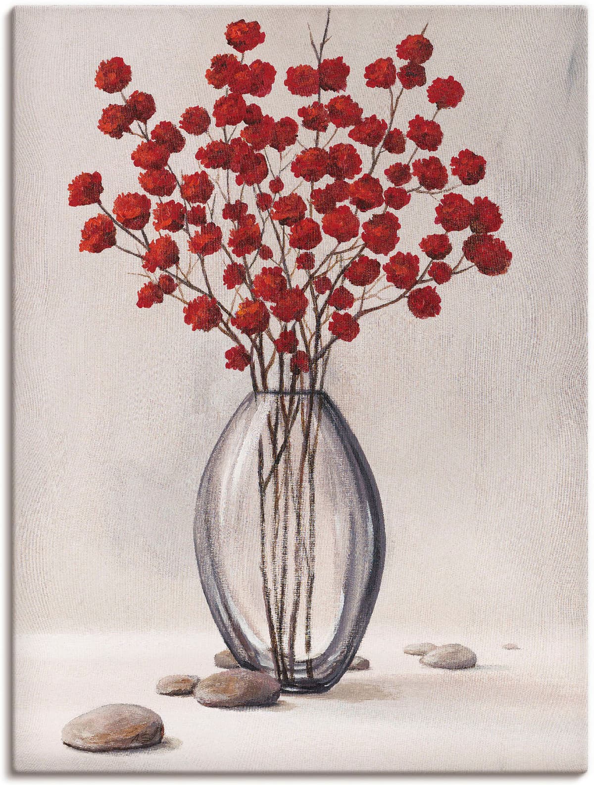 Leinwandbild ARTLAND "Dekorative rote Herbstblumen", beige (farbe bild(er): naturfarben), B:30cm H:40cm, Bilder, Leinwandbild, auf Holzrahmen gespannt farbe bild(er): naturfarben B/H/T: 30cm x 40cm, Leinwandbild Blumenbilder Hochformat, 1 Stk.