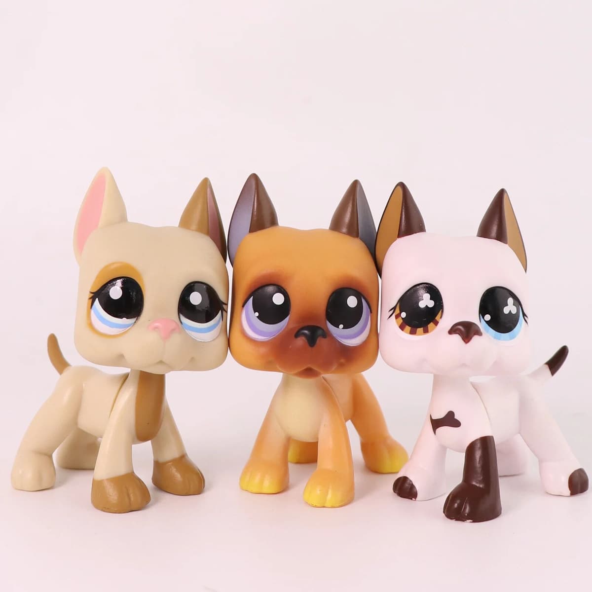 soldtime 3PCS Mini Shop Pet Figure Toys Great Dane Dog 244 577 1647 Rare Kids Gift Cute Toy Collectable