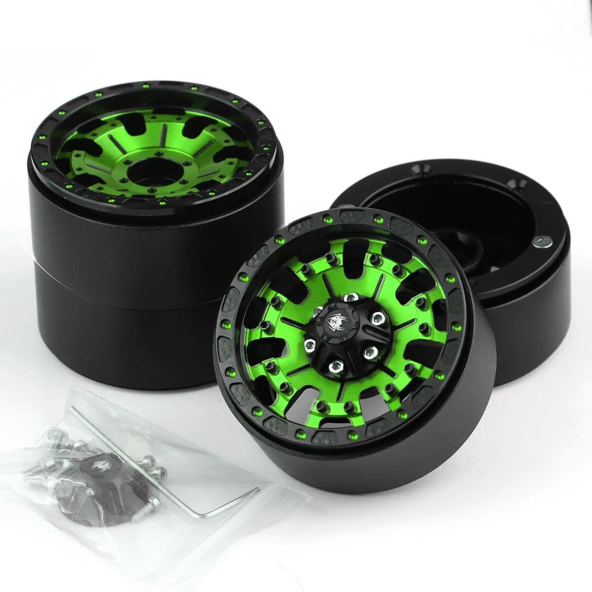 RS 1.9 RC Beadlock Wheels Rims with 12mm Hex 1.9 Inch Metal Wheel Hub for 1/10 RC Crawler Car SCX10 TRX4 CC01 D90 4PCS