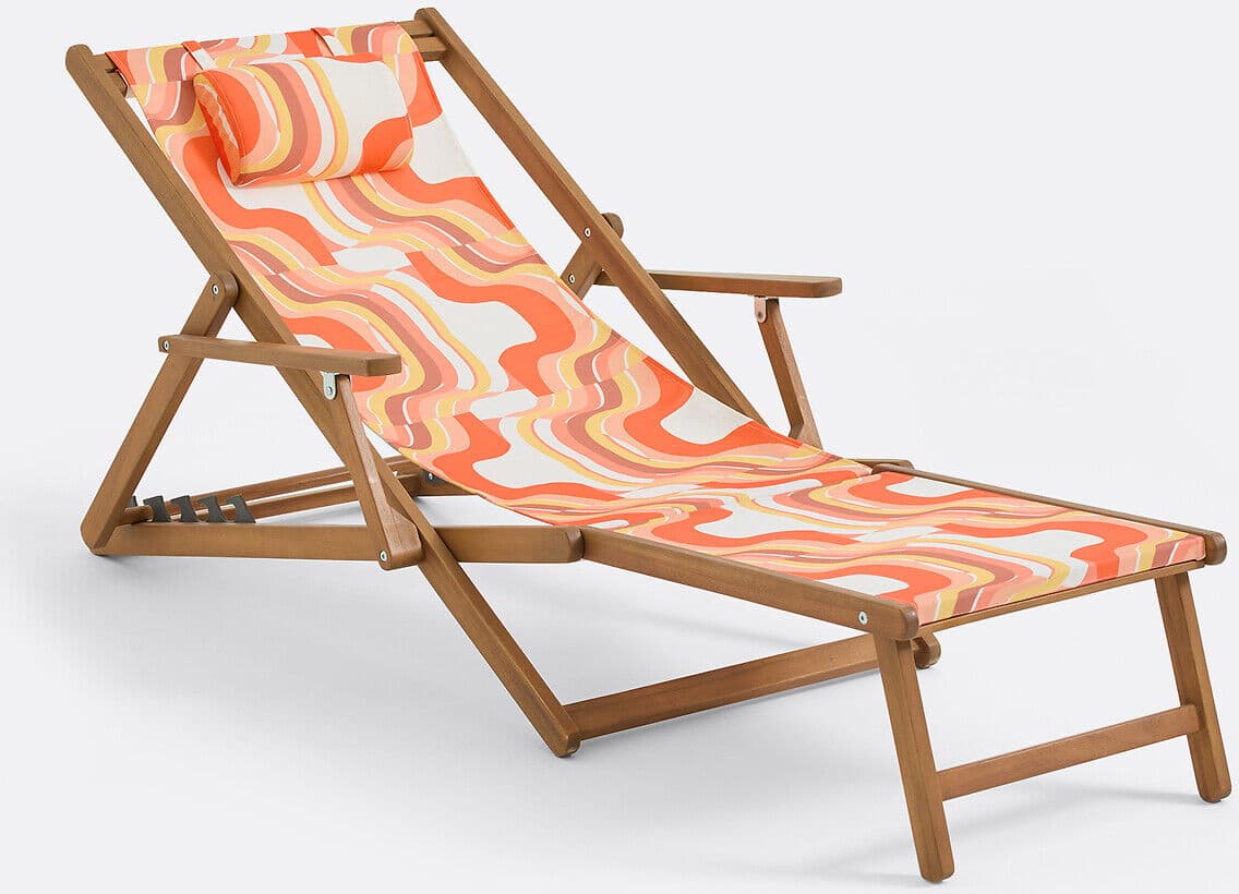 MAPOÉSIE X LA REDOUTE INTÉRIEURS Chaise longue en acacia massif, tissu avec motif graphique, SONGE ORANGE