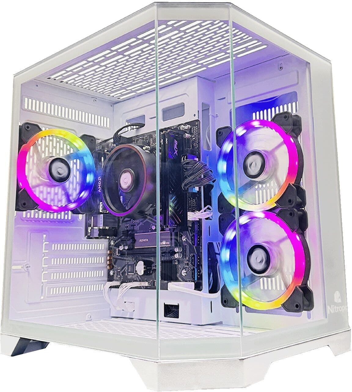 NitroPc Sobremesa Gaming Avanzado AMD Ryzen 5 3400G, Radeon Graphics, 16 GB DDR4, 1 TB M2, Win11 PRO. Blanco