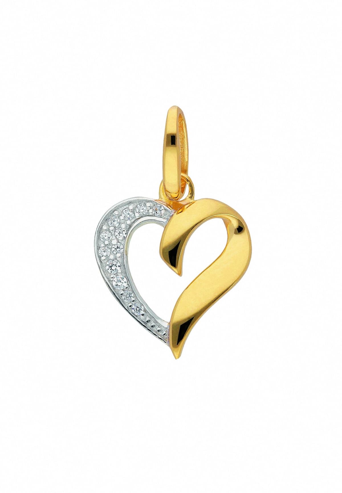 Kettenanhänger ADELIA´S "585 Gold Anhänger Herz mit Zirkonia", gold, Schmuckanhänger, Damen, Gelbgold 585, Kettenanhänger