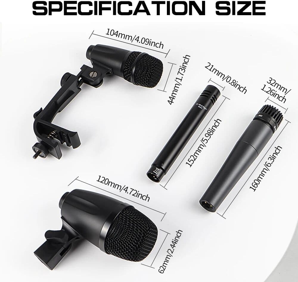 Drum Microphone G-MARK M80 Musical Instruments Mic For Kick Bass Tom/Snare Cymbals Band DJ Stage Recording Live With Case