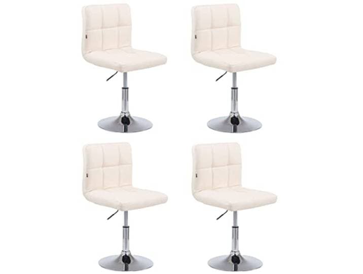 CLP 4er Set Drehstühle Palma V2 Mit Hochwertiger Polsterung Und Kunstlederbezug I Drehbare Höhenverstellbare Esszimmerstühle, Farbe: Creme