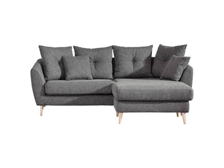 Carryhome Ecksofa, Dunkelgrau, Holz, Buche, massiv, Füllung: Polyester,Polyester, seitenverkehrt montierbar, L-Form, 210x156 cm, Fußauswahl, Stoffauswahl, Rücken echt, Wohnzimmer, Sofas & Couches, Wohnlandschaften, Ecksofas