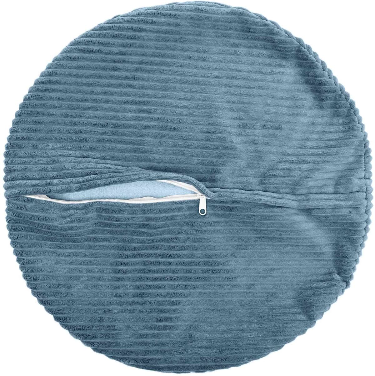 vidaXL Housse de coussin 2 pc HEERLEN Bleu Diam. 40 cm velours côtelé