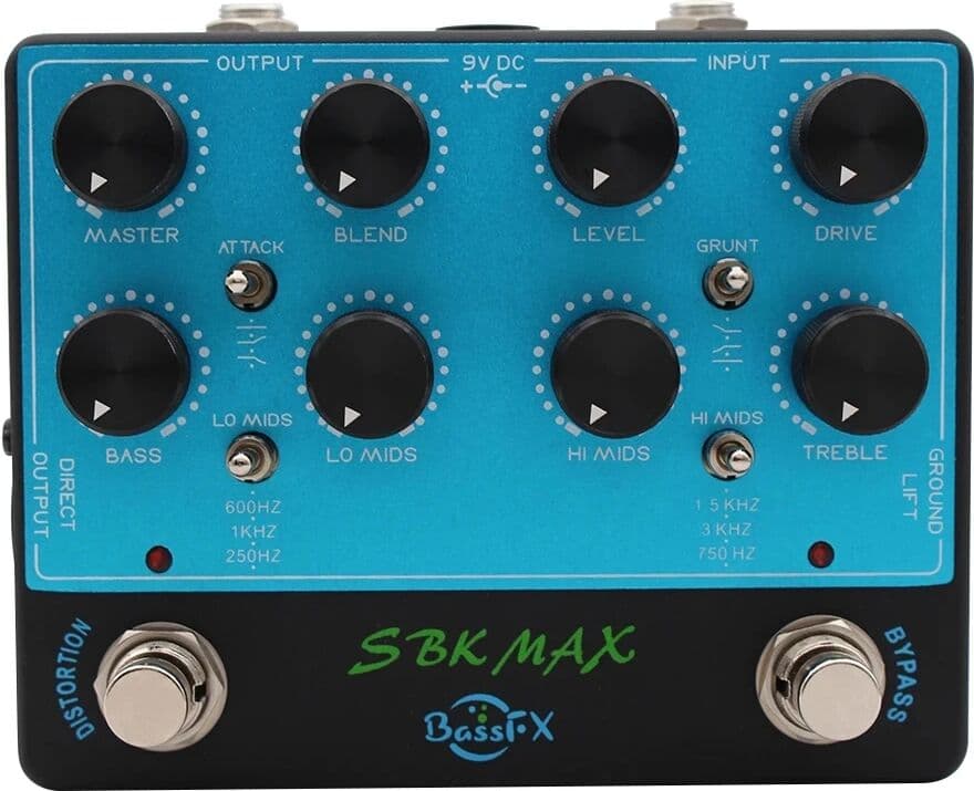 Miwayer Fanmuzk SBK MAX Bass Preamp Pedal DI Box 4-Band EQ Distortion Overdrive Cab Simulator XLR Output Speaker Sim for Bass Guitar