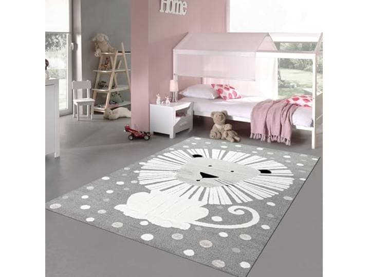 Teppich-Traum Kinderteppich Löwenmuster Creme Beige 240x340 cm Safari-Design, 3D-Hoch-Tief-Effekt, weich, pflegeleicht, hautsympathisch, OEKO-TEX, Fußbodenheizung geeignet, Kinderzimmer