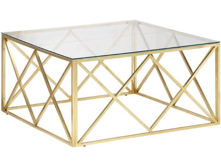 vidaXL - Salontafel - roestvrijstaal - en - gehard - glas - goudkleurig