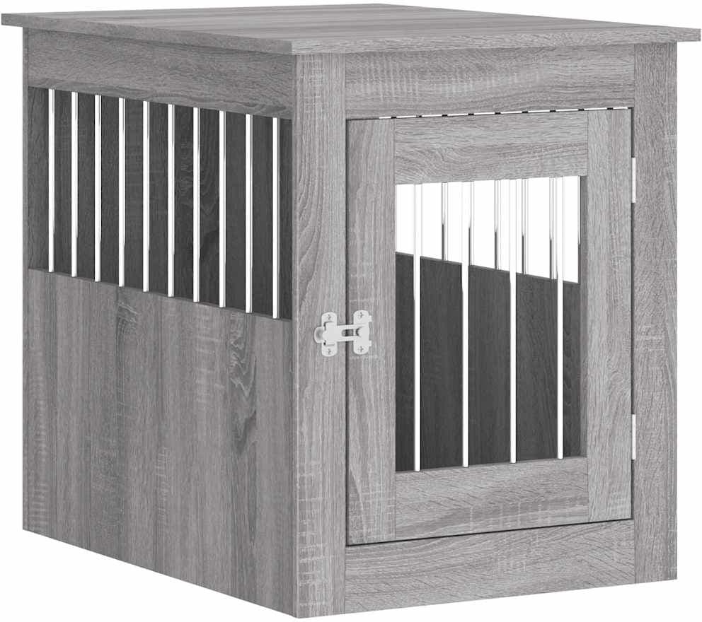 vidaXL Jaula para perros madera de ingeniería gris Sonoma 55x75x65 cm Gris