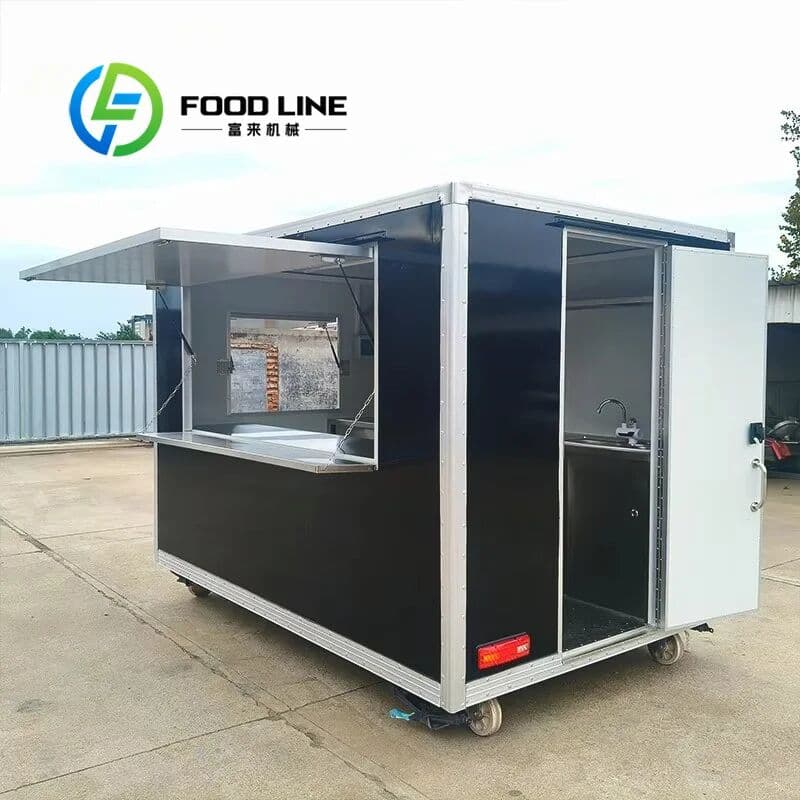 NONE Food Trailer, Double‑Sided Service Window Good Ventilation Design Stable Mobile Food Vending Vehicle For Farmers Market And Fair