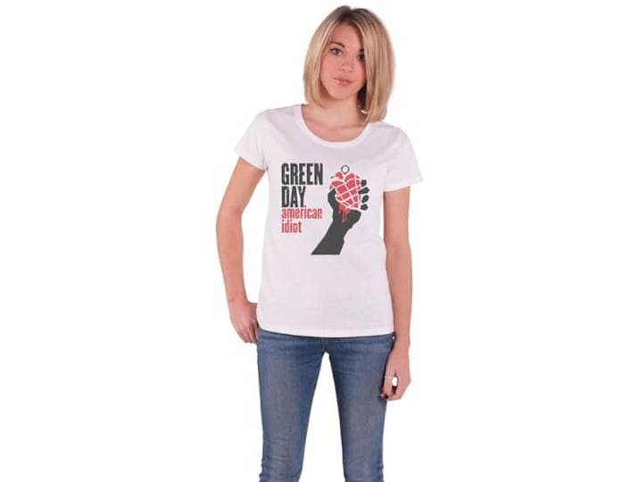 Band Monkey Green Day Dames T-Shirt Amerikaanse Idiot Wit