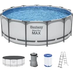 Steel Pro MAX™ Frame Pool Komplett-Set mit Filterpumpe Ø 396 x 122 cm, lichtgrau...