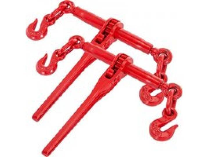 VEVOR Classeurs à cliquet 8-10 mm charge de travail sécurisée 3 t crochets G70 et longueur réglable, pour chaînes, arrimage de charge pour l’industrie, transport, remorquage, lot de 2, rouge