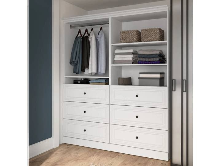 Armoire ouverte modulaire moderne sur mesure avec étagère réglable en panneau MDF mélaminé, design Shaker à double bordure, petite armoire d'entrée