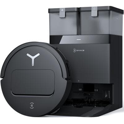 ECOVACS Saugroboter "mit Wischfunktion, ECOVACS DEEBOT T50 OMNI, 15.000 Pa", schwarz (schwarz, grau), B:35cm H:53,3cm T:47,4cm, Saugroboter, OMNI-Station mit 75 Mopp-Waschen, OZMO Turbo, Ultraflaches Design