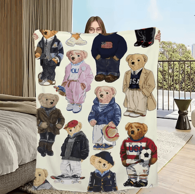 Inspire Curations Cute Bear Soft Plush Flannel Throw Blanket z8 gait100x150cm