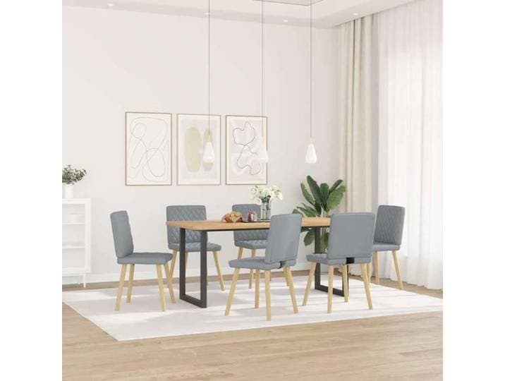 Gris Chaises à manger lot de 6 gris clair tissu - Fauteuil/Chaise LV4830