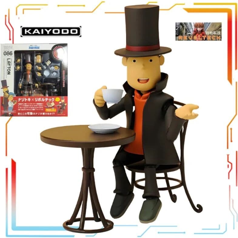 Bandai Kaiyodo Finished Movable Doll Series Professor Layton Anime Action Figure Model Toys Collectible Model Ornaments Gifts for Boys
