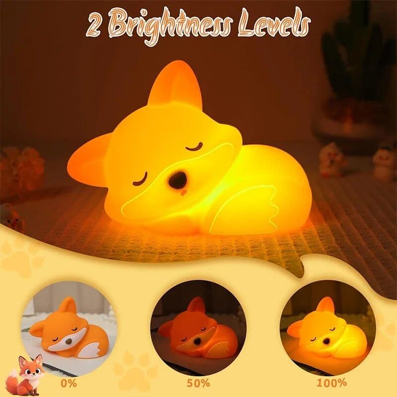 super-cheese Cute Fox Animal Night Light Silicone Nursery Sleeping Lamp Touch Control Nightlights USB Rechargeable Table Lamp for Baby Child