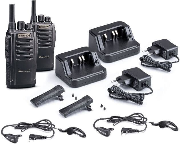 Midland BR02 PRO Z Pack de 2 talkies-walkies PMR446 robustes et résistants idéal pour les entreprises, commerces et restaurants.