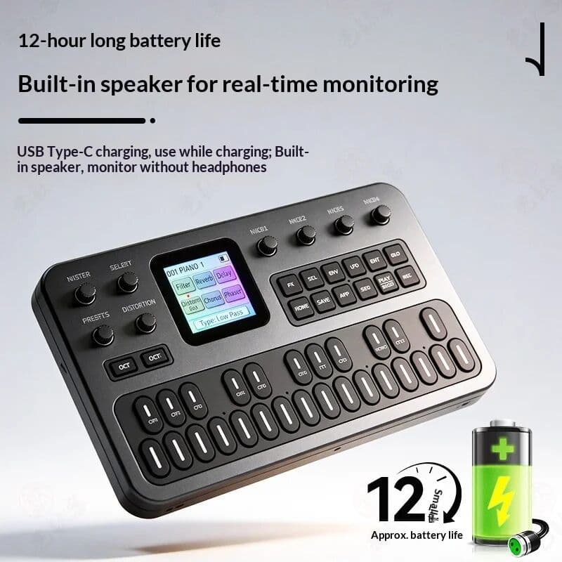 NONE M-Vave Fm1 Portable Fm Synthesizer Effect Pedal 12h Battery 6-Operator 32-Algorithm 128 Presets Built-In Speaker in Stock