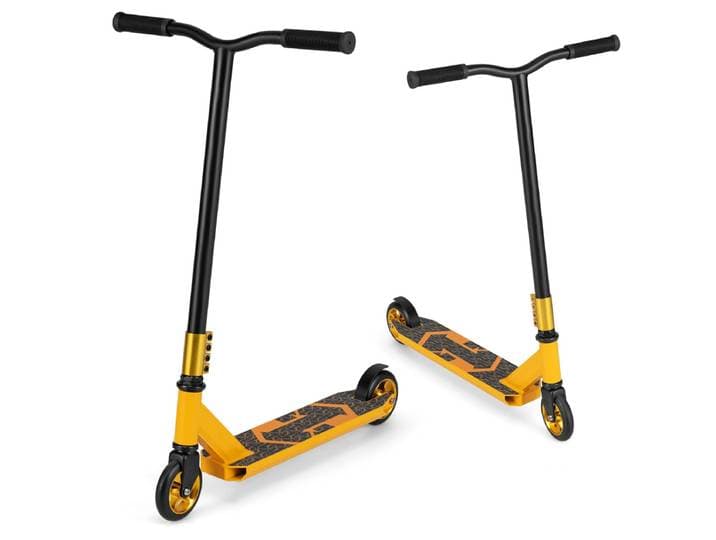 Stuntstep met 360 Graden Besturing Stuntstep met 110 mm PU-Wielen ABEC-7 Kogellagers en Aluminium Dek Funscooter 100 kg Belastbaar-Geel