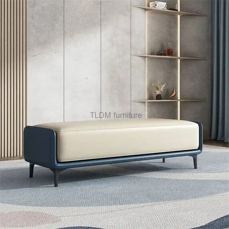 NONE Stools Bed Italian Bedroom Luxury leather End Ottomans Nordic Living Room Shoe Changing Stool Clothing Store Bench Step Stool Z