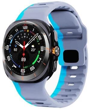 Everyday Crate Samsung Galaxy Watch Ultra Band 47mm Wave Texture Silicone Watch Strap With Reverse Buckle grey Blue