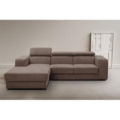 Ecksofa WERK2 "Cherry 270 x 192 cm modern & bequem, Kopfteilverstellung, Bettfunktion", braun, B:270cm H:76cm T:192cm, 92% Polyester, 8% Nylon, Sofas, Ecksofa, Luxus-Microfaser Chenille, L-Form, XXL, Schlaffunktion, Bettkasten