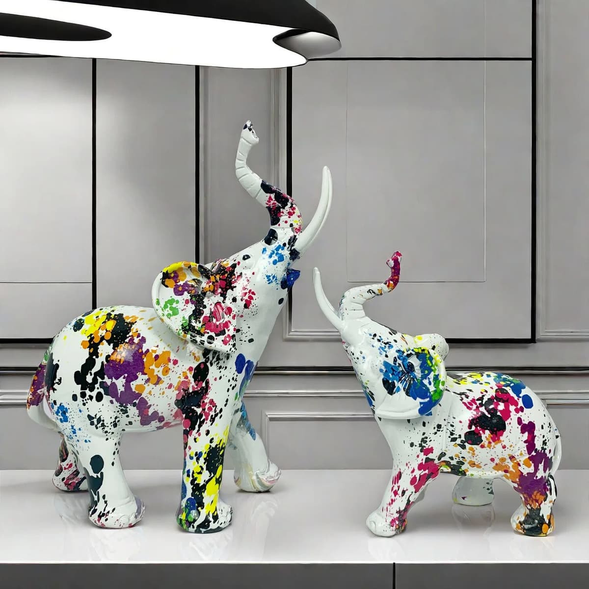 DEANSEN Modern Painting Graffiti Elephant Sculpture Colorful Abstract Art Resin Elephant Statue Nordic Home Decoration Desktop Ornaments