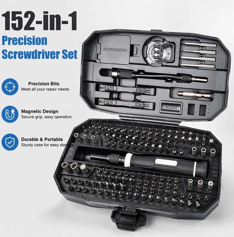 NONE Professional 152-in-1 Magnetic Precision Manual Screwdriver Kit, Repair Tool for Laptop PC Phone Watch Console
