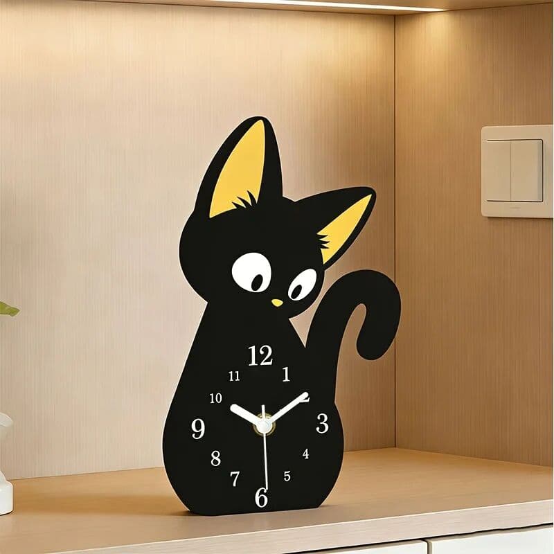 NONE Creative Cartoon Cat Desk Clocks Home Decor Acryli Silent Wall Clock for Bedrooms Living Room Office Table Decoration Clock